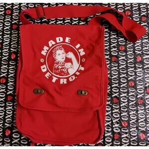 Made In Detroit Cotton Messenger Bag Shoulder/Crossbody Strap red